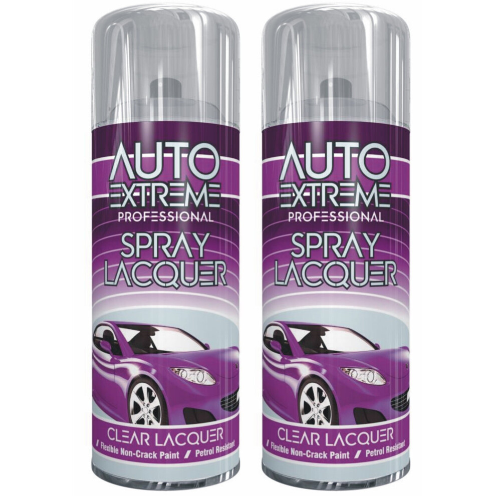 2 x 400ml Clear Lacquer Non Crack Spray Paint Car Bike Restore Metal