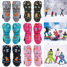 Winter Kids Boys Girls Non-slip Deer Rabbit Waterproof Children Ski Gloves Thick Warm Long-sleeved Mittens Windproof