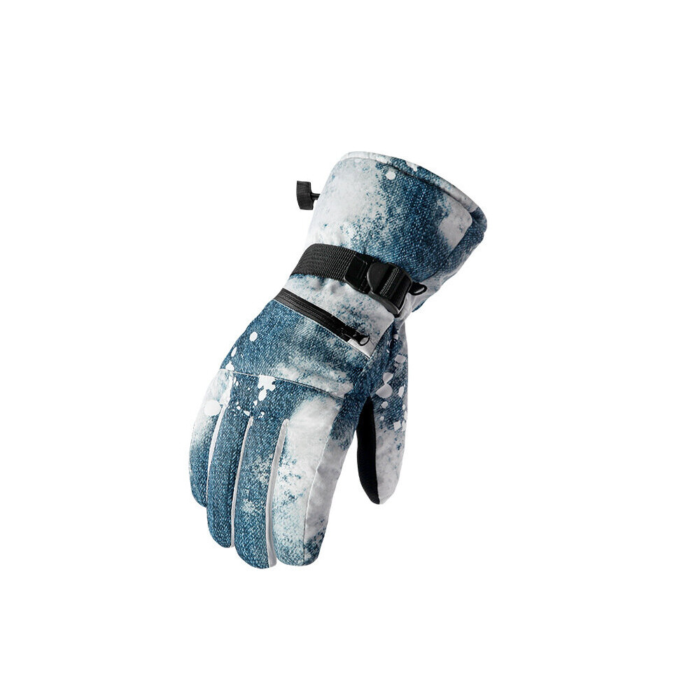 (Denim Blue Black-M) Winter Motorcycle Waterproof Ski Gloves Skiing Ultralight Snowmobile Riding Gloves Warm Fleece Touchscreen Snowboard Gloves Blue,Multicoloured 885658186333