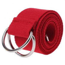 Teenager Boys Girls Students Double Ring Buckle Waist Belt Canvas Solid