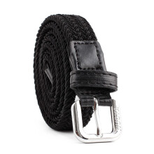 Unisex Casual Woven Belt Child Elastic Belts Men Canvas Elastic Belt Knitted Thin Waist Belts Jeans Alloy Pin Buckle Waistband