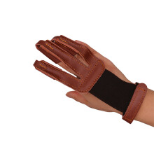 2 Pcs Archery Finger Glove Adjustable 3 Finger Cowhide Brown Archery Finger Guard For Shooting Accessories Gloves