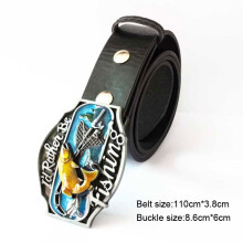(13 008P110 White-100cm) Cheapify Zinc Alloy Metal Fishing Enthusiast Men's Belt Buckle Women's Belts