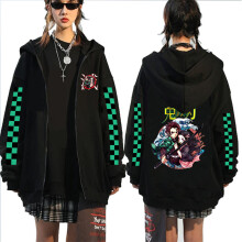 Demon Slayer Tanjiro Kamado Print Zip Up Hoodie Men Women's Zipper Sweatshirt Spring and Autumn Kimetsu No Yaiba Anime Hoodies