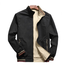 Men Jacket Lapel Temperament Double-sided Wear Ribbed Cuff Warm Coat Middle-aged Coat for Daily Wear