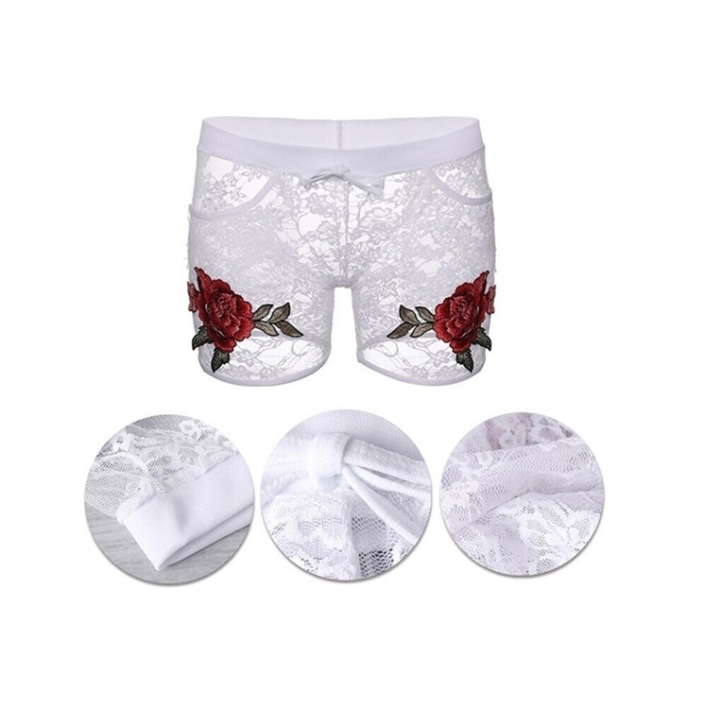 Shorts Woman Sexy Lace Mesh See Through Short Pants Rose Embroidered Ladies Shorts  Sex Erotica Woman Panties Briefs Underwear on OnBuy