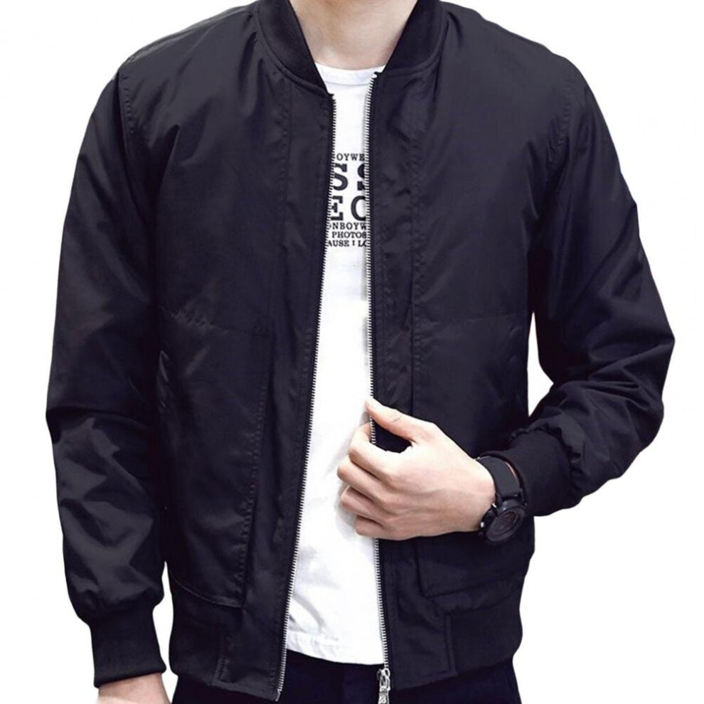 Men Spring Coat Solid Spring Jacket Elastic Cuff Spring Jacket