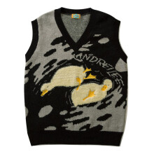 College Knitted Vest Sweaters Men Women Streetwear Hip Hop Casual Cartoons Duck O-neck Pullover Loose Sleeveless Sweaters Tops