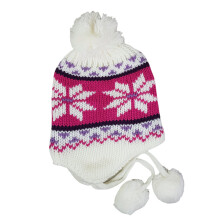 Kids Beanie Knitted 3-6 Boys Girls Funny Winter Pattern Autumn Warm Berets Skull Cap Street Wear Tied with Pompom Rope