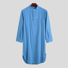 M-3XL Mens Onesie Sleep Robes Long Sleeve Solid Cotton Casual Homewear Nightgown Men Jumpsuit Bathrobes Comfortable Sleepwear