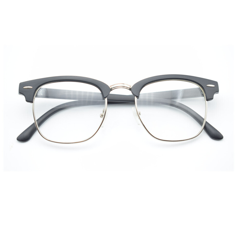 Multicoloured Retro Classic Clear Lens Nerd Frames Glasses Men Women Eyeglasses Vintage Half Metal Eyewear Frame Optical