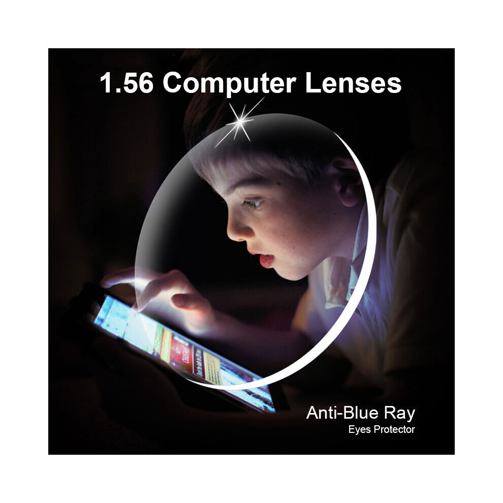 1.56 Anti-Blue Ray Prescription Optical Eyeglasses Spectacle Lenses 1 Pair Rx-able Lens Assembly with Glasses Frame