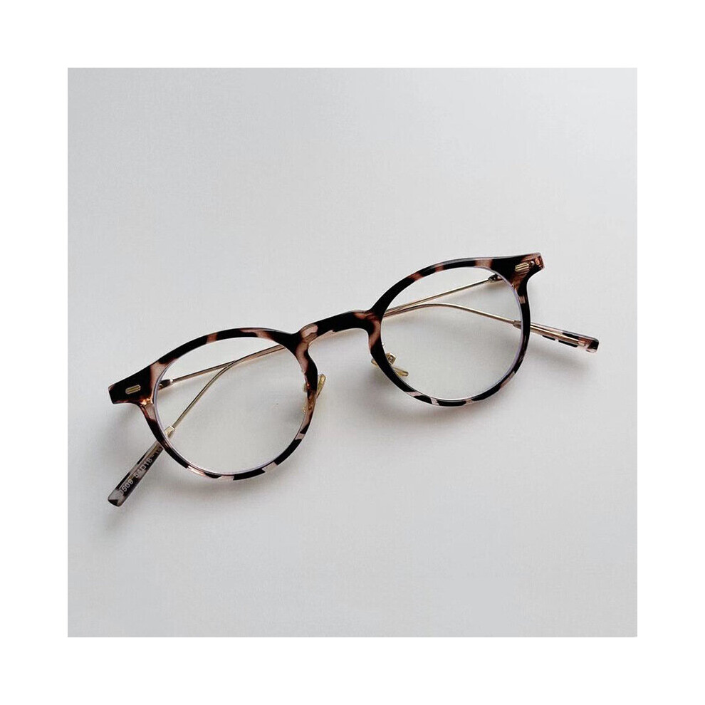 (Gold, Gold) Retro Optical Eyeglass Frame Round Punk Anti Light Glasses Men Women Vintage TR90 Eyewear Oculos Feminino S7036