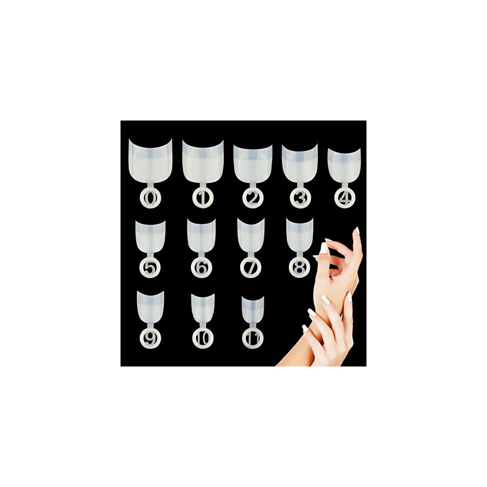 Mwoot 600Pcs Oval Short False Nail Art Tips Set, Half Cover French Acrylic Fake Nail Tips, Finger Stickers Nail Extension Tips Tool For Diy Salon Home