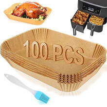 Air Fryer Liners, 100pcs Disposable Ninja Dual Parchment Paper Liners Non-Stick Baking Paper Multipurpose Oil-Proof 8.7in Large Liners for Dual Zone