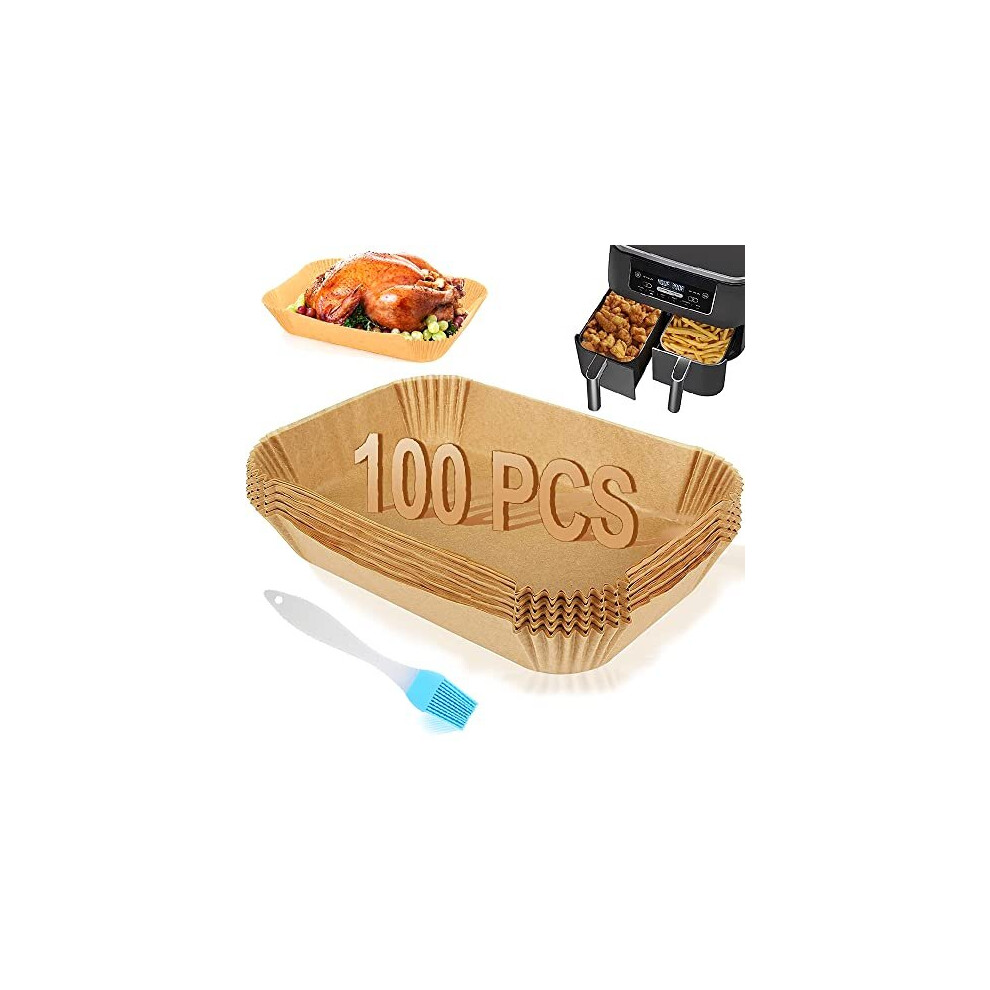 Air Fryer Liners, 100pcs Disposable Ninja Dual Parchment Paper Liners Non-Stick Baking Paper Multipurpose Oil-Proof 8.7in Large Liners for Dual Zone