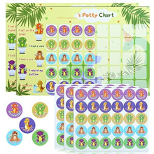 Potty Training Reward Chart, 2 Pack Dinosaur Potty and Toilet Training Reward Chart with 90pcs Dinosaur Stickers for Toddlers, Wipe Clean