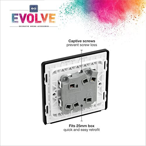 BG Evolve Matt Black Double Light Switch 20A 16AX 2 Way - PCDMB42B 2