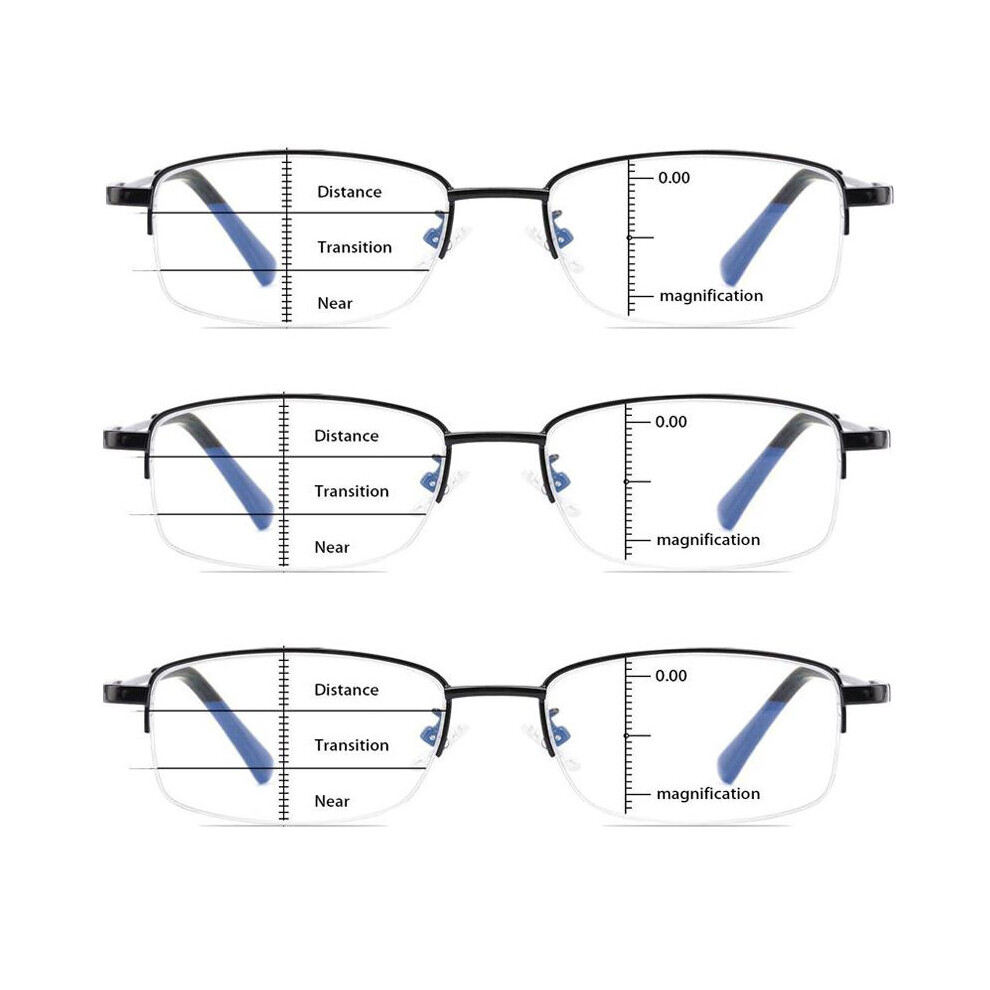 Multicoloured 3 Pack Smart Bifocal Progressive Reading Glasses Men Women Anti-Blue Light Multifocal Presbyopia Eyewear 1.0 To 4.0