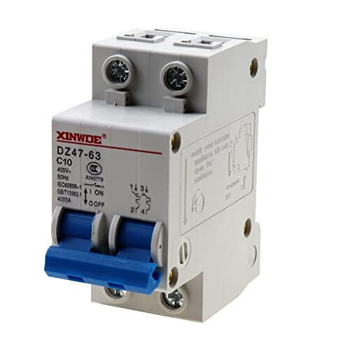 2 Pole 400V Low-voltage Miniature Circuit Breaker 10A Din Rail Mount ...