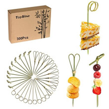300 PCS Cocktail Picks, 4.7Inch Toothpicks for Appetizers, Natural Bamboo Knot Skewers, Mini Food Sticks, Fancy Tooth Picks for Drinks,Fruit,Cocktail