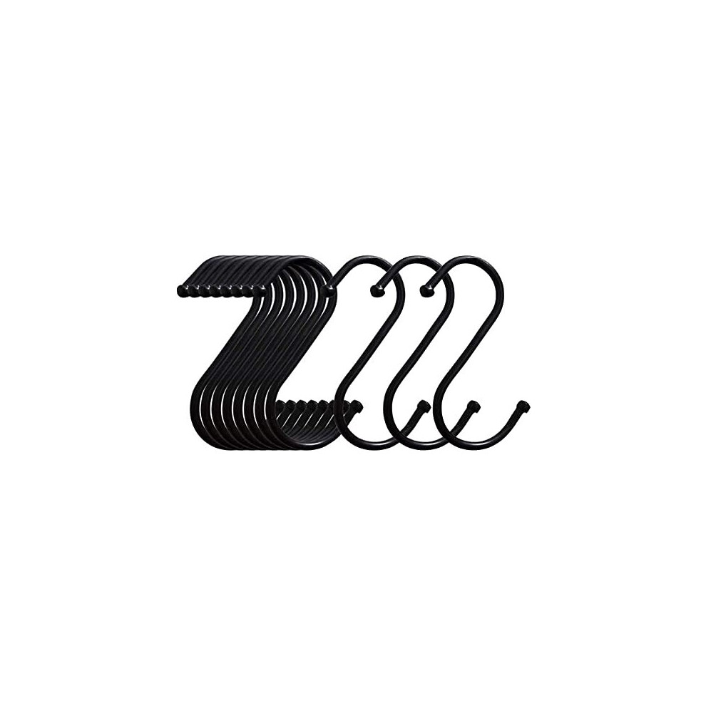 S-Shaped Hooks 24 Pack 3.2 Inches Black Heavy Metal S-Shaped Hooks Suitable for Kitchen Bathroom Office Garden or Outdoor Activities