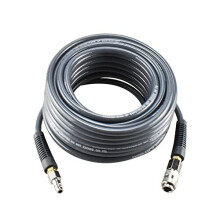 PVC Reinforced Air Compressor Hose Grey with 1/4" Europe Steel Quick Coupler and Plug Fittings, 15m Length
