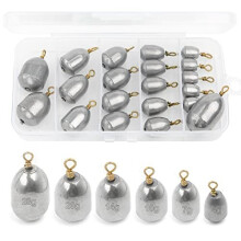 20 Pcs Fishing Weights Set 6 Sizes Sea Fishing Weights 4g 7g 10g 14g 20g 28g Pure Iron Sinker Weights Fishing for Saltwater Freshwater with Box