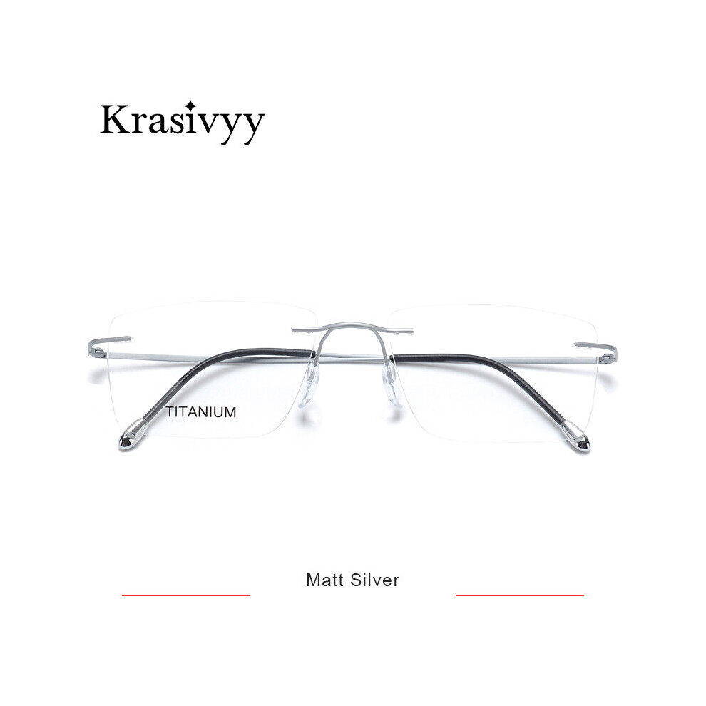 Titanium Glasses Frame Men European Square Rimless Prescription Eyeglasses Eyewear Frame for Women