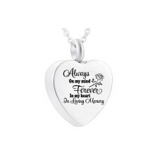 Cremation Heart Jewelry Stainless Steel Urn Pendant For Human/Pet's Ashes Memorial With Filling Kit And Gift Velvet Bag