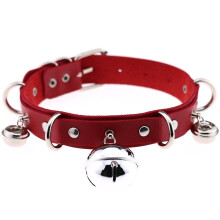 PU Leather Collar Bell Round Necklace Sexy Punk Gotic Restraints Slave Collar Adjustable Choker Sex Toys Couples Accessories