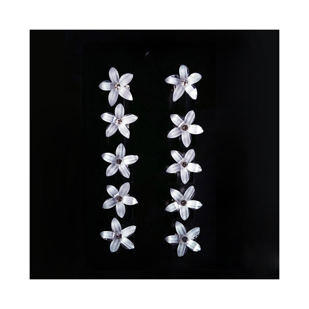 10PCS/Lot Wedding Bridal Hair Claws Girls Small Crystal Flowers Metal Hair Clips Women Mini Headwear Hair Accessories-image-OPC-PBRFKRT-NEW