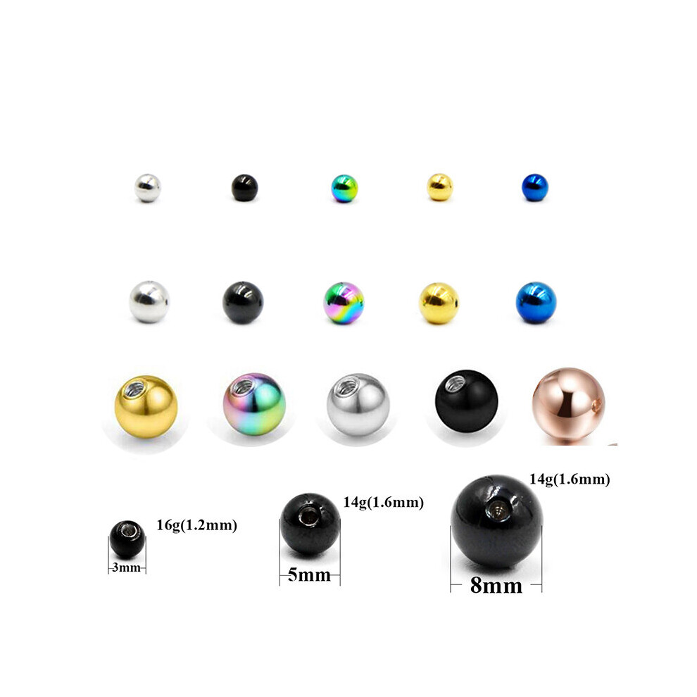 (Red) 10Pcs/Lot 12G 14G Titanium Screw Balls Accessories Body Jewelry Rings Lip Nipple Pircings Eyebrow Piercings Stretcher Rings