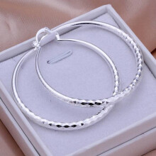 925 Silver big Earring women lady 5cm circle wedding women Jewelry
