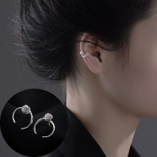 Rose Ear Cuff for Women Girl Clip on Earrings Silver Earcuff Without Piercing Earring Jewelry Gift