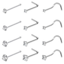 Styles Stainless Steel Sexy Cubic Zircon Nose Stud Nose Stud Hooks Bar Pin Nose Rings Ear Cuff Body Piercing Man Women