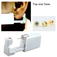 1PC Genenic Sterlised Disposable Safety Nose Ear Piercing Device+Sterile Bezel Crystal Stud Flower Body Piercing Jewelry Baby