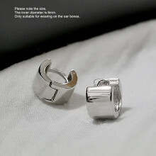 925 Sterling Silver Earring Personality Wide-Brimmed Geometric Ear Ring Ear Bone Buckle Boy Girl Ear Jewelry