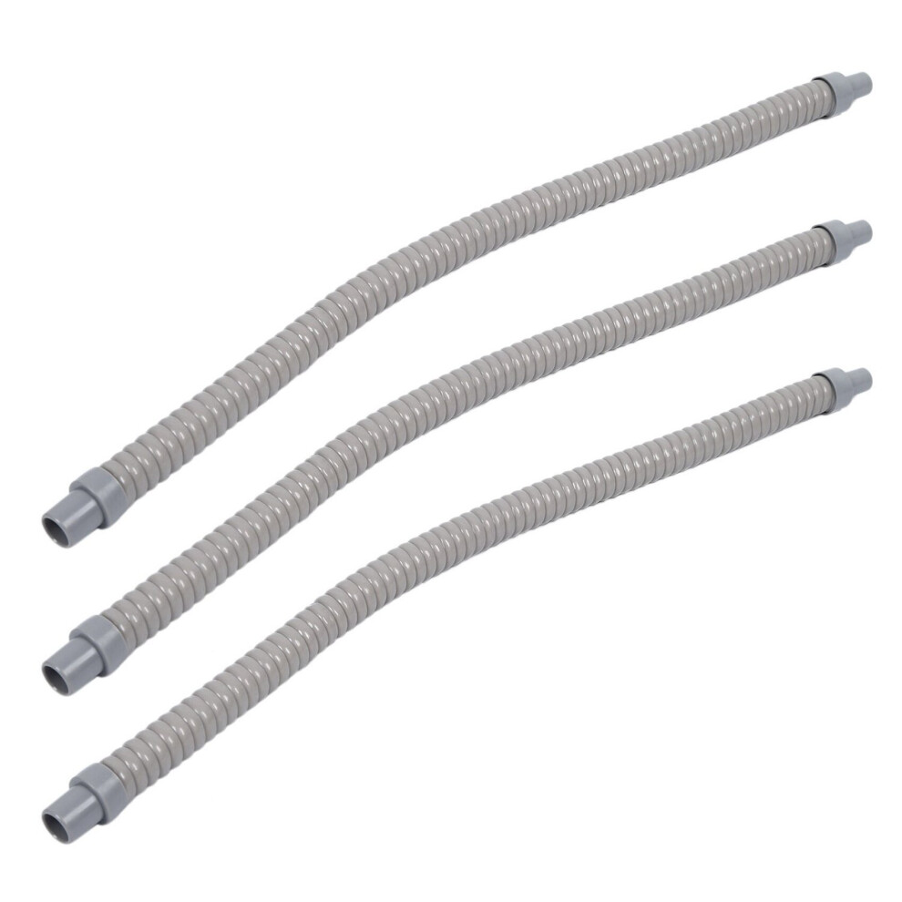 3Pcs Plastic Water Drain Pipe Hose 60cm Long for Air Conditioner Gray