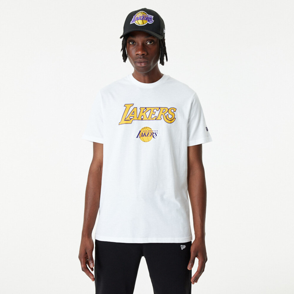 (XL) New Era Mens NBA Team Logo T-Shirt ~ LA Lakers White