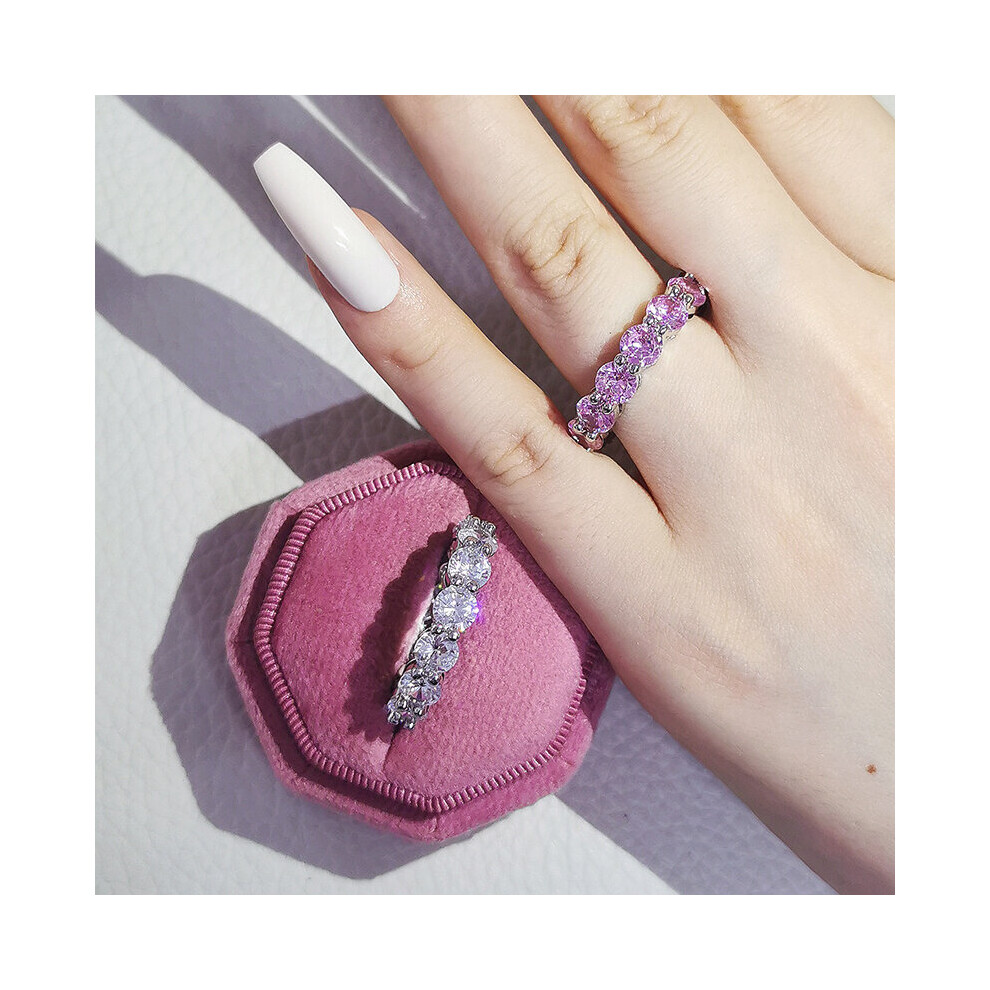 2pcs Per Pack Green Pink Silver Wedding Band Eternity Ring for Women Party Gift Lots Bulk Jewelry Z16-image-OPC-PBRKDQJ-NEW