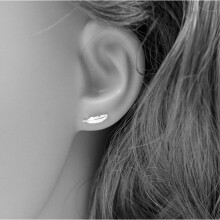 Elegant Sterling Silver Feather Stud Earrings for Women - VES6003 | Brincos