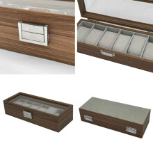 6 Slots Watch Box Watch Jewelry Display Wooden Watches Storage Organizer D0LC