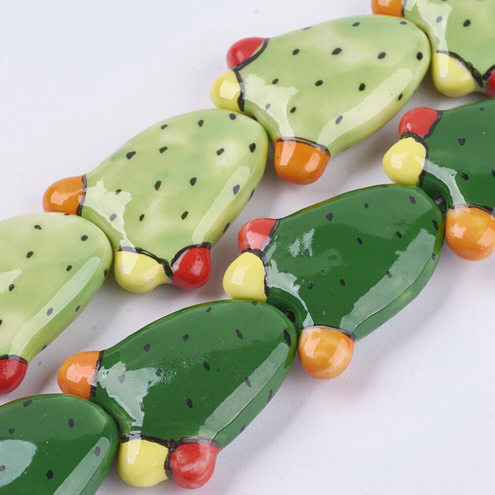 10Pcs Mixed Green Cactus Porcelain Beads Fun Plants Style Necklace Bracelet Earrings Charms DIY Jewelry Making Findings-image-OPC-PBRQZZT-NEW