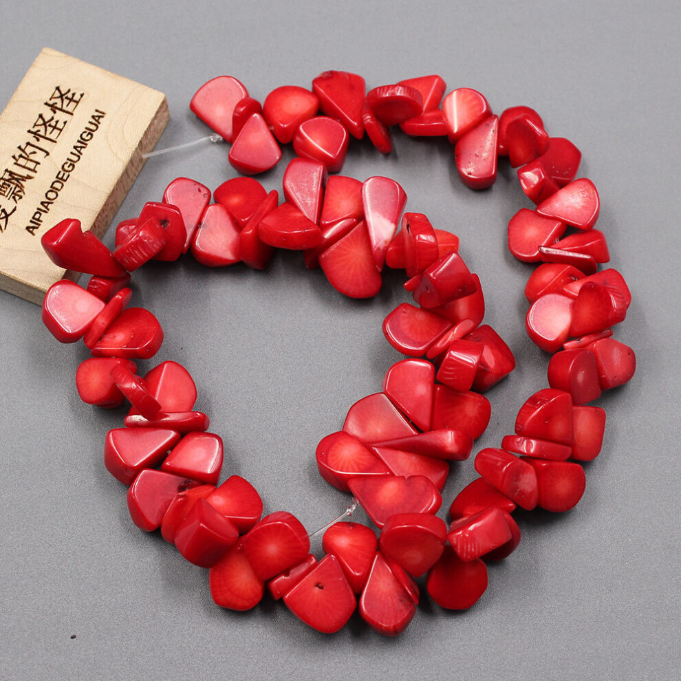 APDGG Natural 10x12-13x15mm Top-drilled Fan Red Coral Gems Stone Loose Beads 15'' Strands Jewelry Making DIY-image-OPC-PBRR9PD-NEW