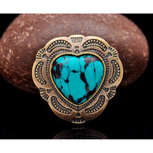 30mm Antique Brass Tribal Flower Carved Love Heart Turquoise Leather Conchos For Belt Bag Leathercraft Wallet Decor Screwback