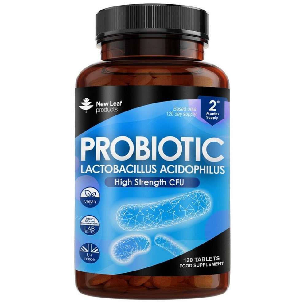 Probiotic Supplements Acidophilus Probiotic Tablets High Strength - Digestive & Gut Health Supplements 120 Tablets