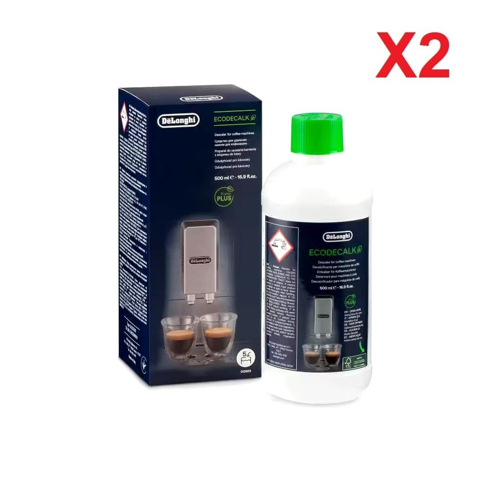 DeLonghi Ecodecalk Descaler for Coffee Machines DLSC500, 500Ml X 2 Packs