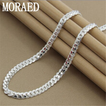925 Silver Necklace 5mm Full Sideways Necklace 18/20/24 Inch Chain For Women Man Jewelry Gift