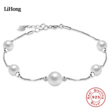 925 Sterling Silver Bracelet Natural Freshwater Pearl Bracelet Woman Jewelry Charm Bracelet